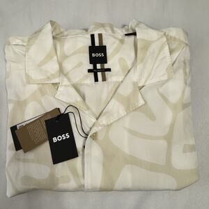 Boss Drew Campfire Shirt Medium White/Beige NWT $178H